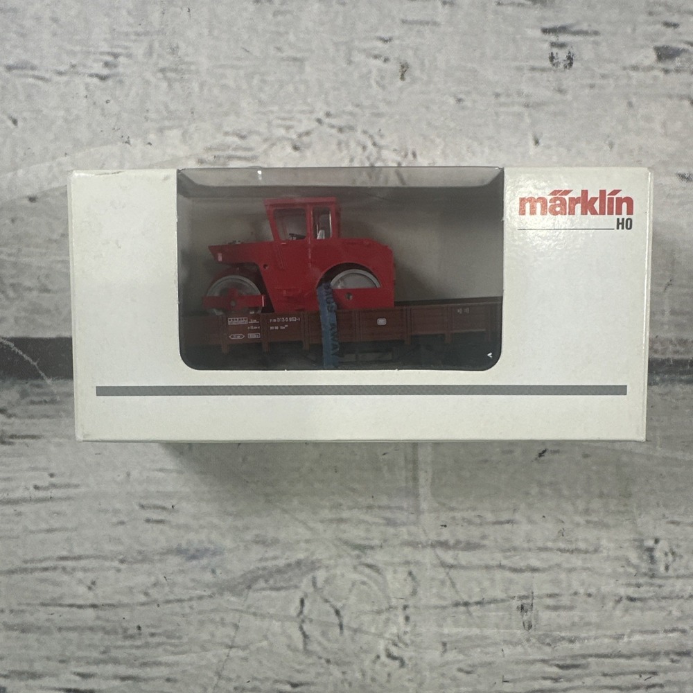Märklin 44241 H0 DB Low-Sided Freight Car w/ Red Road Roller 1:87 Used